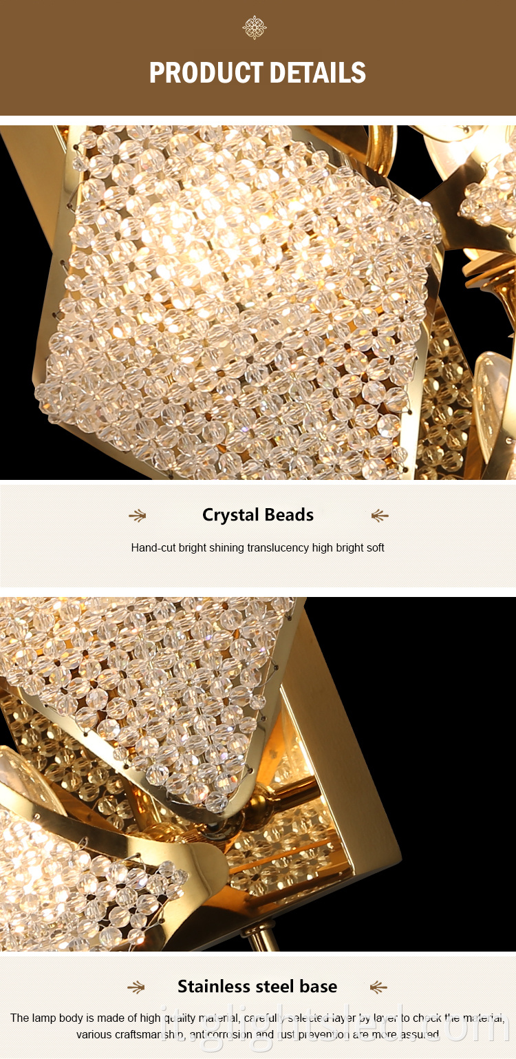 G-Lights Lampada da parete in cristallo a LED da comodino decorativa per interni a risparmio energetico